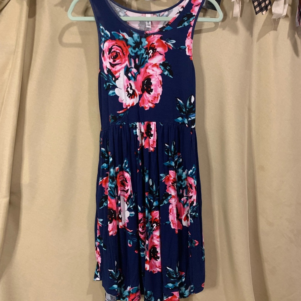 Blue/Pink Floral Sundress - with pockets! | M - Picture 1 of 5